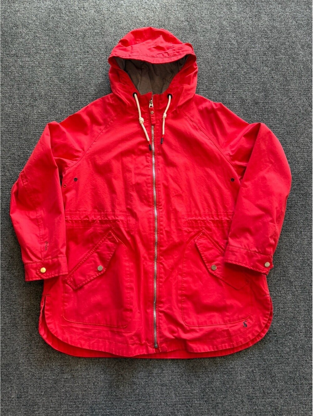 Women’s Joules Red Cinched Waist Anorak Jacket Raincoat Size 12 Outdoors Casual